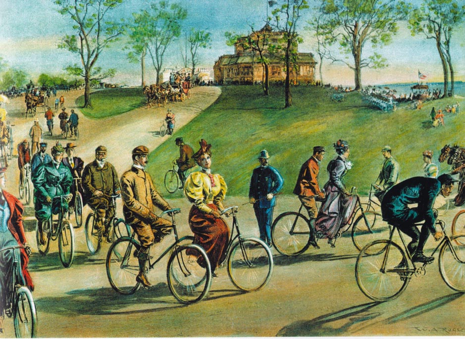 WHEELY GREAT...cyclists take in the scenery on Riverside Drive in 1895