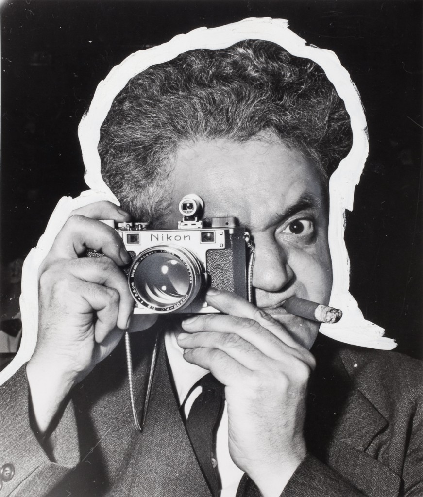 Self-portrait with distortion, circa 1955. Pic by Weegee ©International Center of Photography