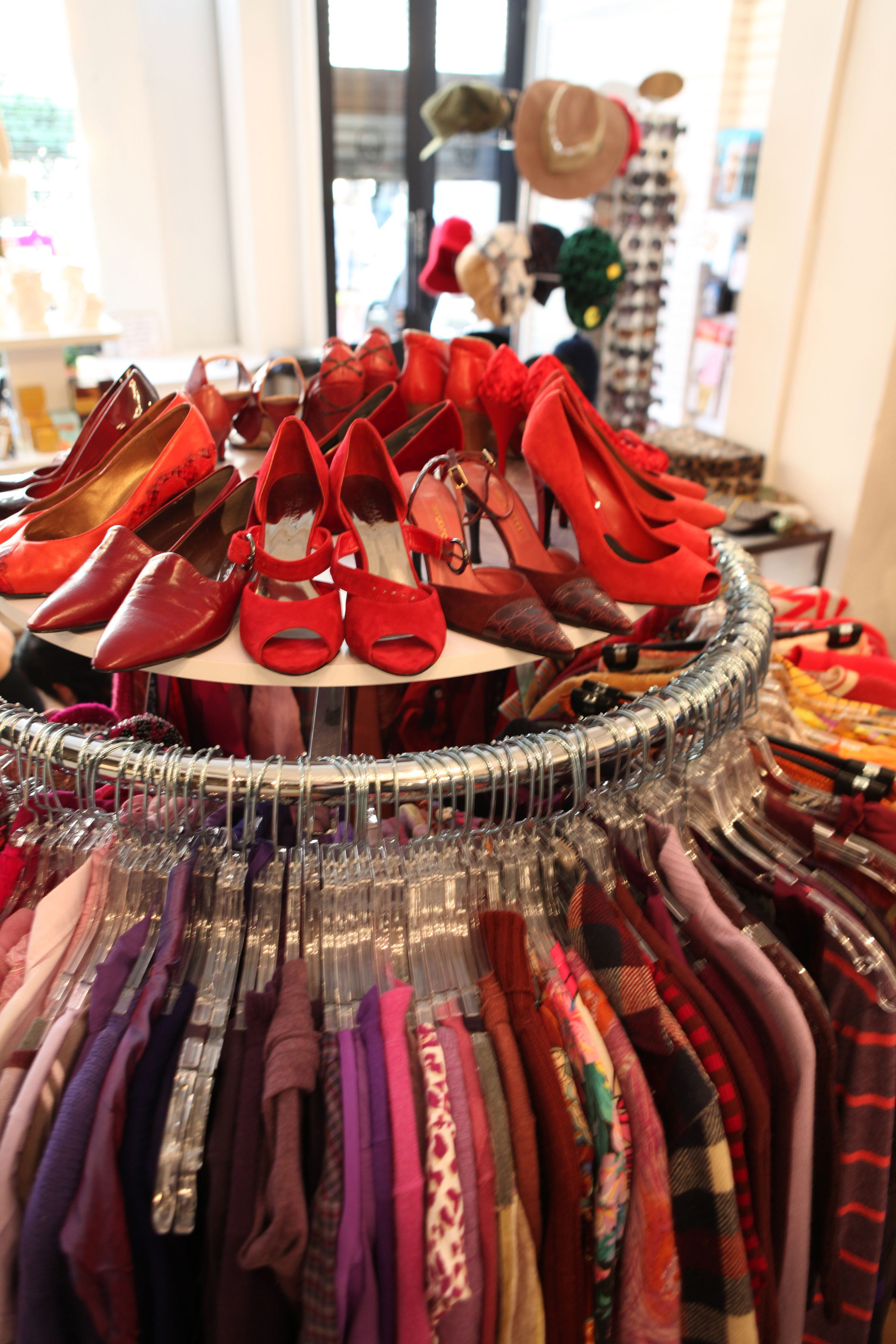 RED ALERT...stock is sorted by colour at Beacon's Closet. Photo by Scott Irvine