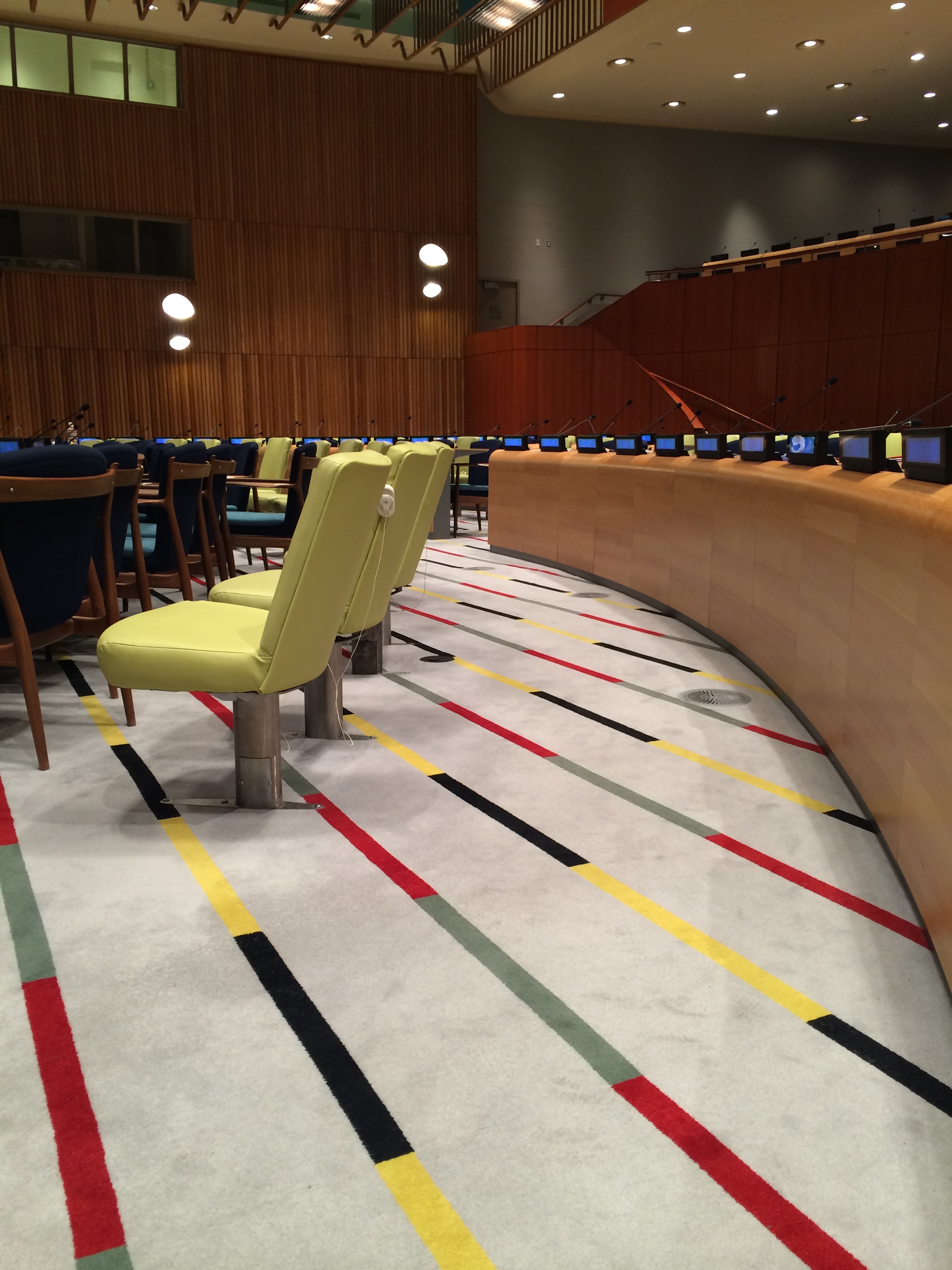 STRIPES...playful carpet design in the Trusteeship Council Chamber