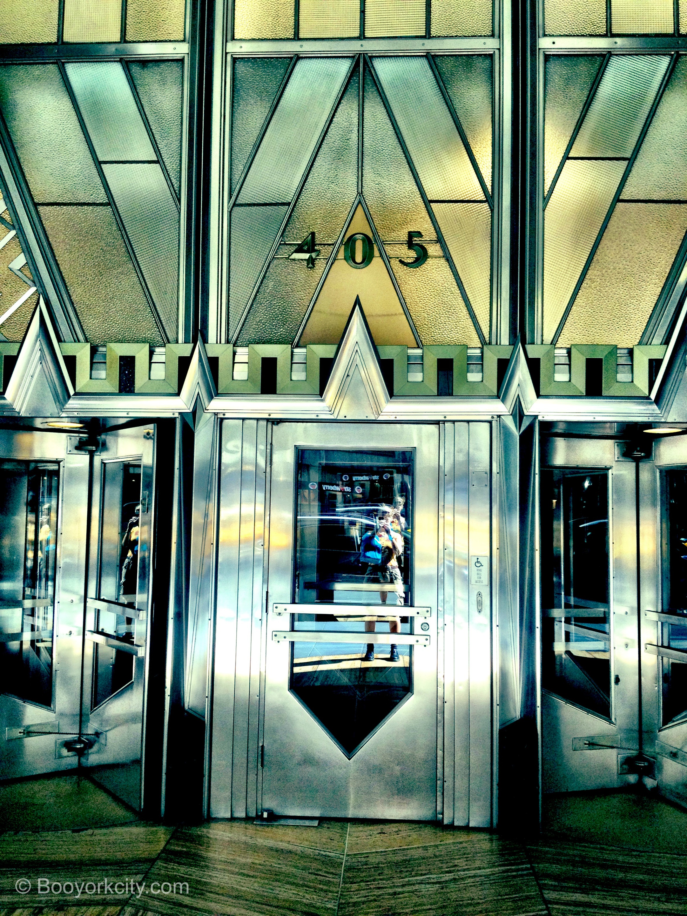 SHINING EXAMPLE...the Chrysler's glorious entrance from Lexington Avenue